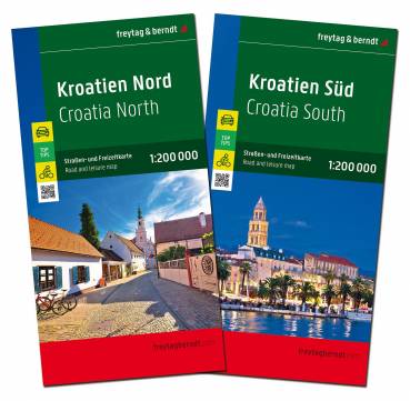 Kroatien, Straßenkarten-Set 1:200.000 2 Blätter in Kunststoff-Hülle mit Infoguide und Top Tips