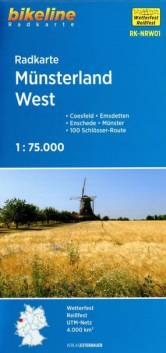 Radkarte Münsterland West (RK-NRW01) - Maßstab 1:75.000 Coesfeld - Emsdetten - Enschede - Münster - 100 Schlösser-Route, 1:75.000, wetterfest/reißfest, GPS-tauglich mit UTM-Netz 2., überarb. Aufl.