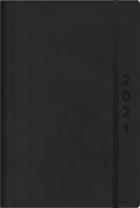 ReLeather Daily schwarz 2021 Terminplaner groß. DIN A5 Termin-kalender mit Vintage-leder und Tageskalendarium