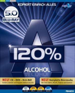 Alcohol 120 % 5.0 Blu-Ray Kopiert einfach alles <b>NEU! CD - DVD - BLU-RAY</b>
Sichert, brennt und kopiert einfach ALLES!
<b>NEU! Komplette Brennsuite</b>
Für Ihre Daten, Musik, Videos und Games!