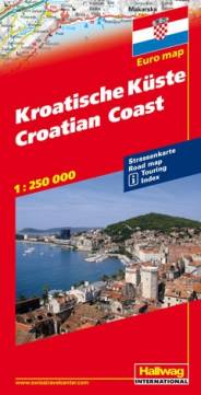 Hallwag Straßenkarte: Kroatische Küste; Croatian Coast; Cote Croate; Costa Croata 1:250.000