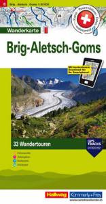 Hallwag Touren-Wanderkarte 6:  Brig - Aletsch - Goms 1:50.000 33 Wandertouren