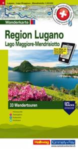 Wanderkarte  8:  Region Lugano, Lago Maggiore, Mendrisiotto  1:50'000 33 Wandertouren, GPS-Tracks, Höhenprofile, Zeitangaben, Restaurants, Autobusse Free Map on Your Smartphone included