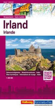 Hallwag Straßenkarte: Irland; Irlande - Sehenswürdigkeiten, Reiseinformationen, Index. 1 : 300.000