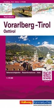 Hallwag Regionalkarte: Vorarlberg, Tirol, Osttirol - 1:175.000 Sehenswürdigkeiten, Reiseinformationen, Index. Mit QR-Code. 1 : 175.000