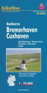 Radkarte Bremerhaven Cuxhaven 1:75.000 Bad Bederkesa - Bremervörde - Nordholz - Otterndorf - Stade