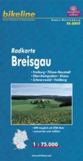 Radkarte Breisgau 1:75.000 Freiburg - Titisee-Neusstadt - Oberrheingraben - Elsass - Schwarzwald - Feldberg