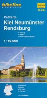 Radkarte: Kiel - Neumünster - Rendsburg 1:75.000 Aukrug - Preetz - Nord-Ostsee-Kanal Stadtpläne, Karte