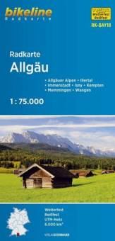 Radkarte Allgäu 1:75000 Allgäuer Alpen - Illertal - Immenstadt - Isny - Kempten - Memmingen - Wangen. wetterfest/reißfest, GPS-tauglich mit UTM-Netz. 1:75000 3. Aufl. 2020