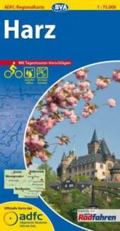 Harz Fahrradkarte Mit Tagestouren-Vorschlägen. Wetterfest, reißfest. GPS-Tracks. Offizielle Karte d. Allgemeinen Deutschen Fahrrad-Club. 1 : 75.000 6. Auflage 2014