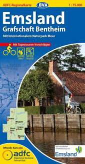 Emsland / Grafschaft Bentheim - Fahrradkarte Mit Internationalem Naturpark Moor. Mit Tagestouren-Vorschlägen. Reiß- und wetterfest GPS-Tracks Download. 1 : 75.000