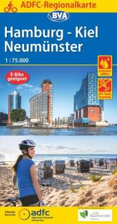 Hamburg - Kiel - Neumünster ADFC Regionalkarte 1:75.000 - E-Bike geeignet