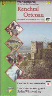 Renchtal / Ortenau -Wanderkarte mit touristischen Informationen Maßstab 1:35 000  Naturopark Schwarzwald Mitte / Nord