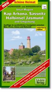 Radwander- und Wanderkarte Insel Rügen: Kap Arkona, Sassnitz, Halbinsel Jasmund und Umgebung Ausflüge im nordöstlichen Inselgebiet zwischen Binz, Prora, Glowe und Ralswiek - wetterfest, reißfest, GPS-fähig