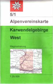 Alpenvereinskarte 5/1: Karwendelgebirge West  Wegmarkierung / Maßstab 1:25.000 6. Ausgabe 2005