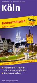 Köln Touristischer Innenstadtplan mit Sehenswürdigkeiten und Straßenverzeichnis. 1:18000