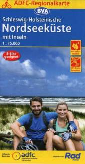 ADFC-Regionalkarte Schleswig-Holsteinische Nordseeküste mit Inseln  1:75.000, reiß- und wetterfest, GPS-Tracks Download 7. aktualisierte Auflage 2021