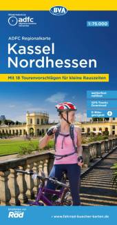 Kassel / Nordhessen - ADFC-Regionalkarte 1:75.000 Mit 18 Tourenvorschlägen für kleine Rauszeiten 7. Aufl. 2022