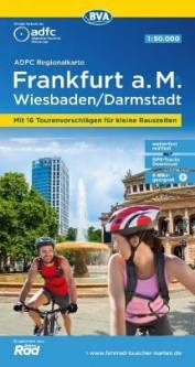 ADFC-Regionalkarte Frankfurt a. M. / Wiesbaden / Darmstadt, 1:50.000 mit 16 Tourenvorschlägen, reiß- und wetterfest 3. Aufl. 2023