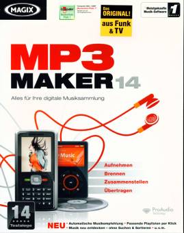 MAGIX MP3 Maker 14  Alles für Ihre digitale Musiksammlung Aufnehmen - Brennen - Zusammenstellen - Übertragen
NEU Automatische Musikempfehlungen - Passende Playlisten per Klick - Musik neu entdecken - ohne Suchen & Sortieren - u.v.m.
